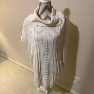 Talbots Cream Cable Knit Cowl Neck Poncho Sweater